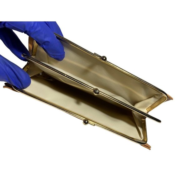 Amity Ladies Womens Tan Cowhide Leather Billfold Wallet Change Purse Clasp VTG - Picture 4 of 15